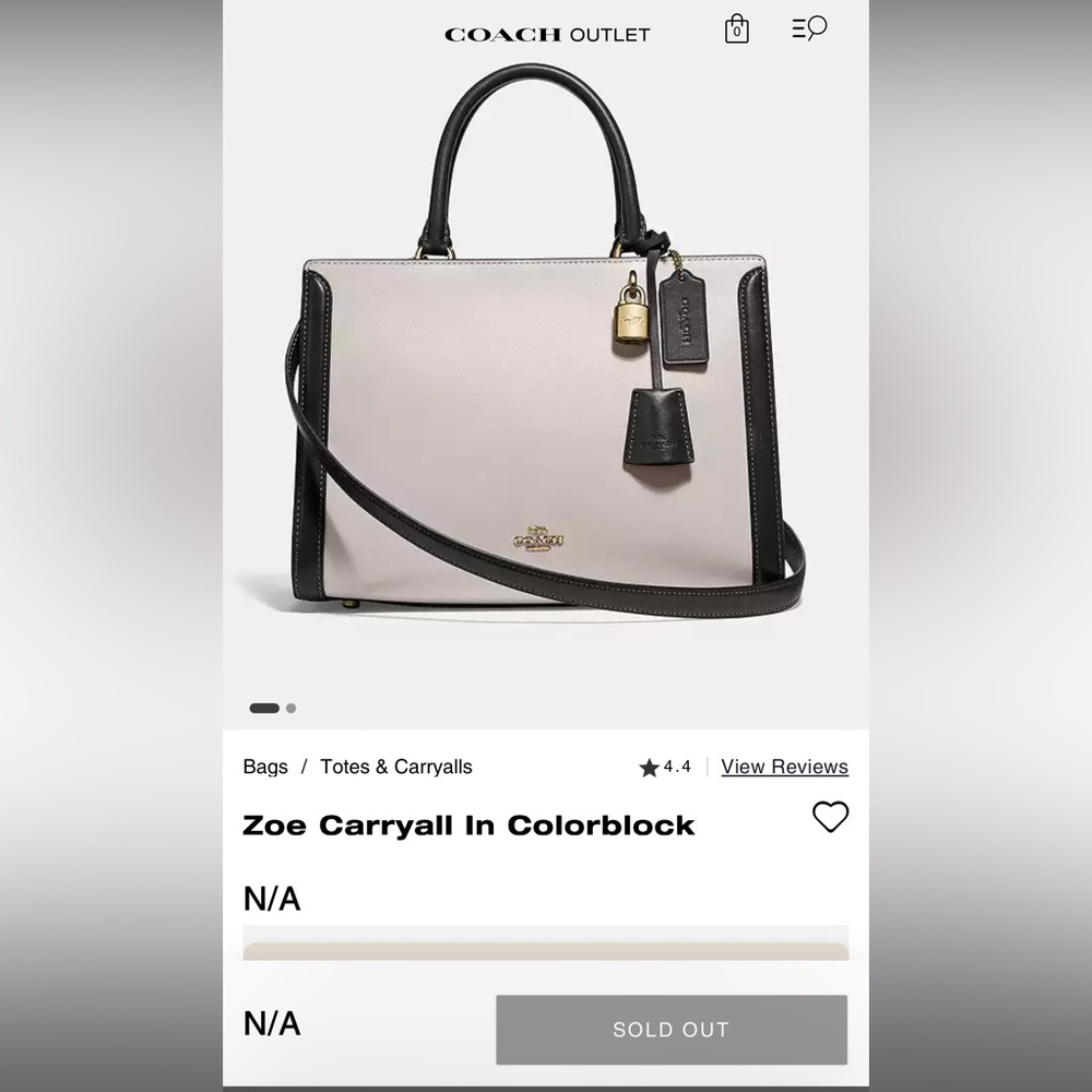 Coach Black and Cream Tote with Colorblock Design